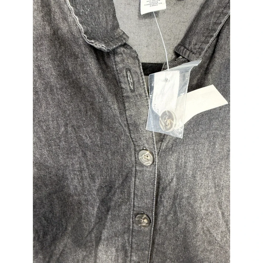 NWT Nine West Black Denim Long Sleeved Collared Dress Size XS‎  Western Cowgirl